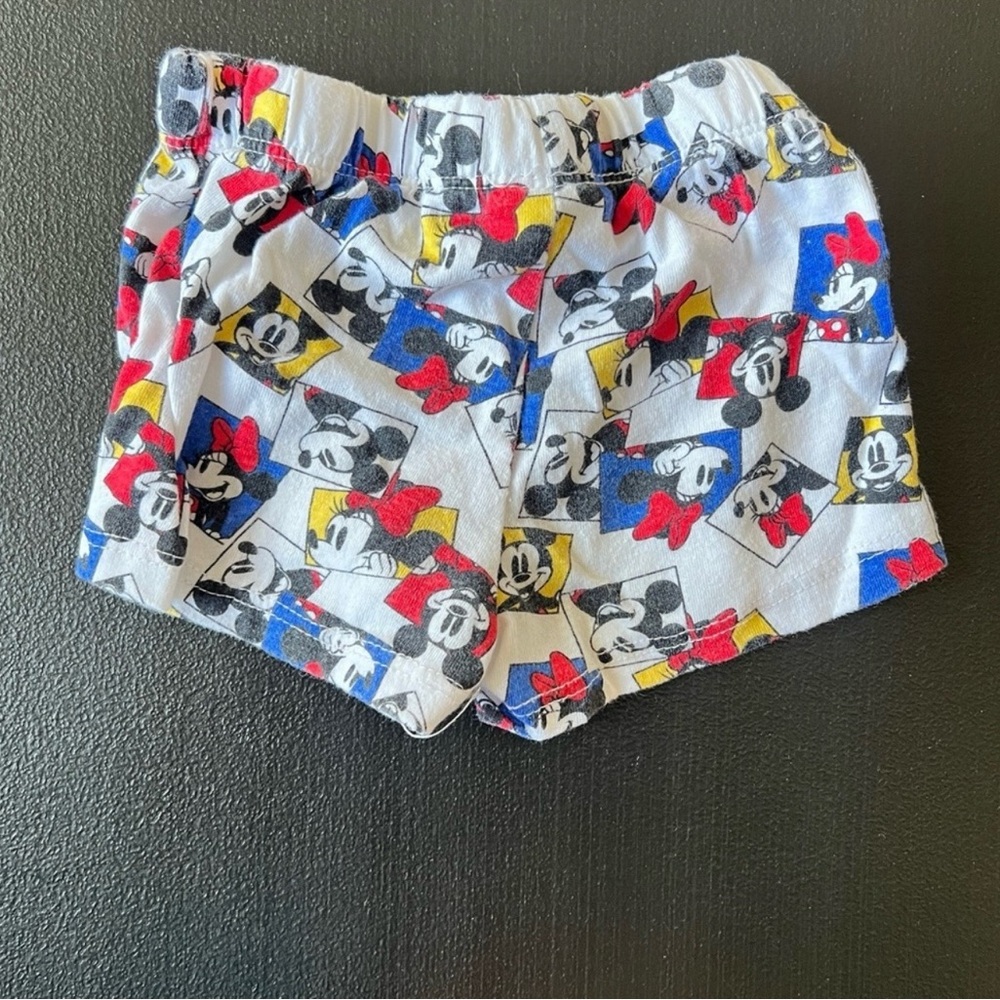 Disney Baby Mickey & Minnie Mouse All Over Print Shorts 12 Months Retro Cartoon - Picture 2 of 4